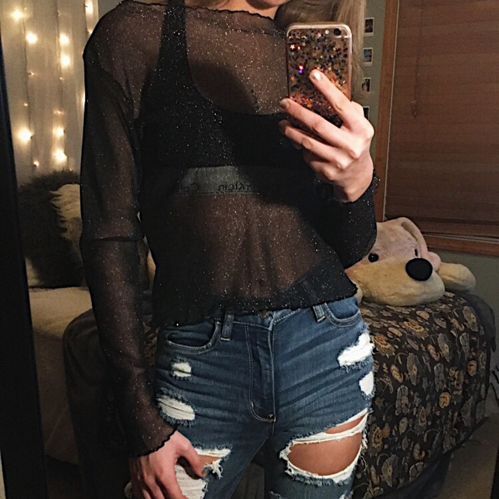 SOLD❌ Brandy Melville Sheer Sparkle Top